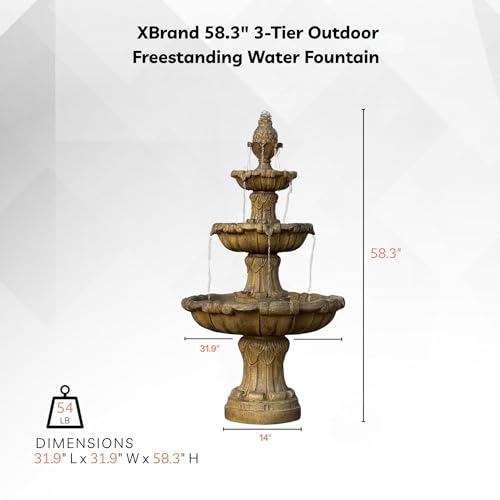 58.3" 3 Tier Outdoor Freestanding Water Fountain