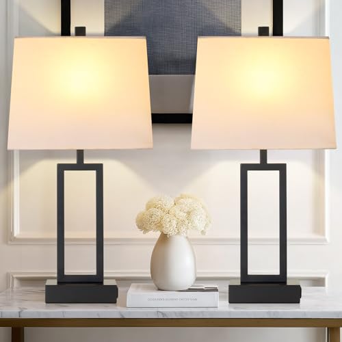Touch Control Table Lamps with 2 USB Charging Ports & AC Outlets (2 Count)