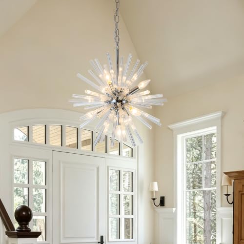 18" Chrome Sputnik Crystal Chandelier for Dining Room Bedroom Bath