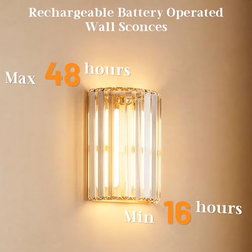 Gold Battery Operated Wall Sconces Set of Two