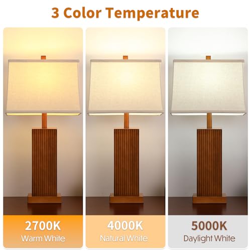 27.5" Wood Table Lamps Set of 2 for Bedroom Living Room (2 Count)