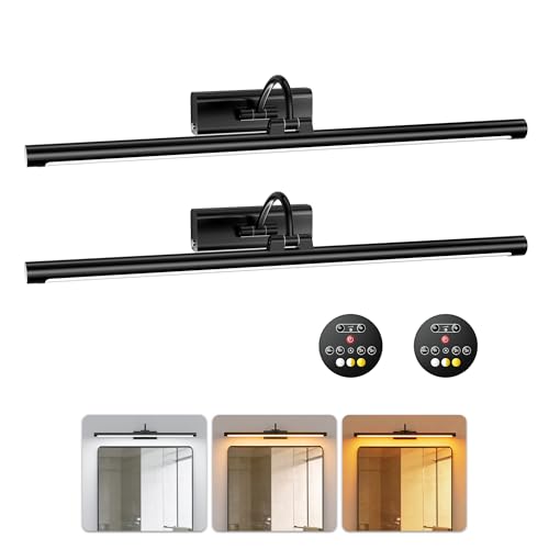Vanity Bathroom Lights Rechargeable Light for Bathroom Black 2Pack