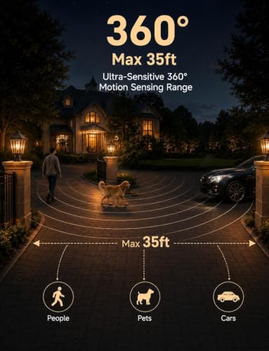 360°Motion Sensor Outdoor Post Light