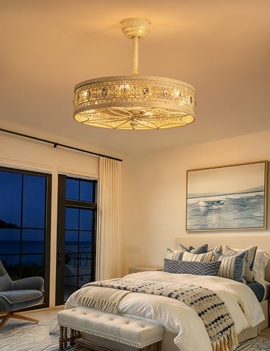 Crystal Chandelier Ceiling Fan with Light