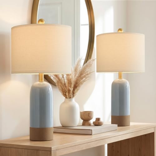24'' Farmhouse Blue Table Lamps Set of 2 for Living Room (2 Count)
