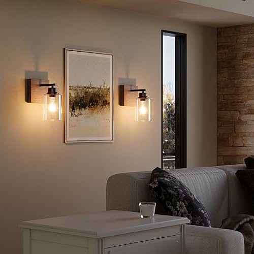 Wireless Battery Operated Wall Sconce Set of 2 with Remote Control