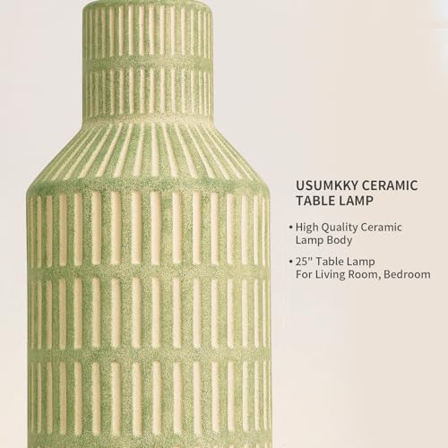25" Green Ceramic Table Lamp (2 Count)