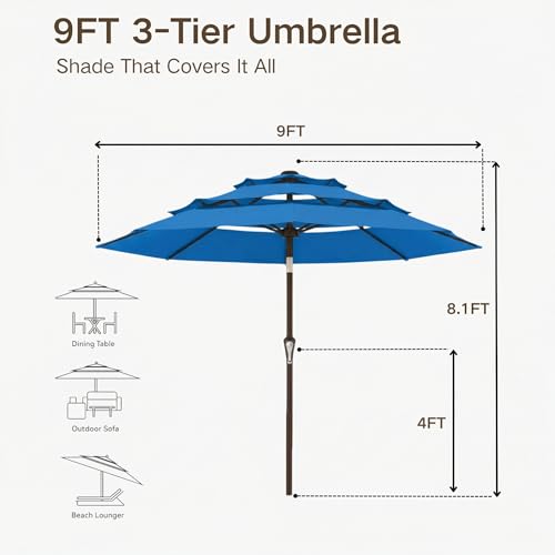 9ft 3 Tier Patio Umbrella