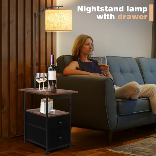 Floor Lamp with Table & 2 Drawers