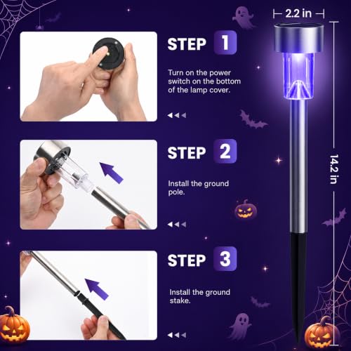 16 Pack Purple Solar Halloween Lights (16 Count)