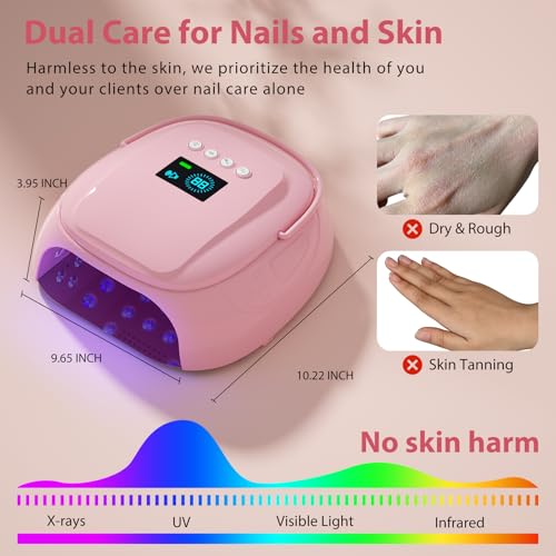 126W Cordless Rechargeable UV LED Nail Lamp with Large Space