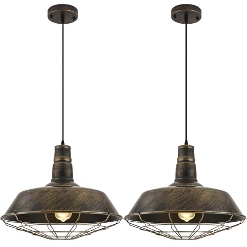 Brass Industrial Pendant Lights 2 Packs