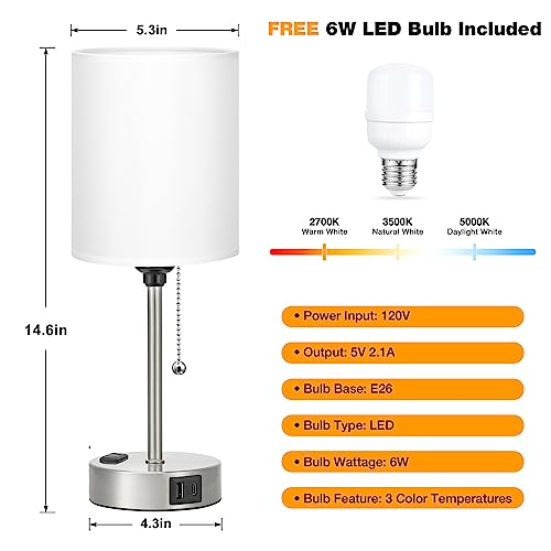 White Bedside Lamp for Bedroom
