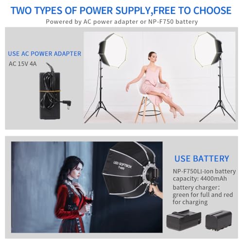 XPSYQIC Octagonal Softbox LED Continuous Light with Rechargeable Battery