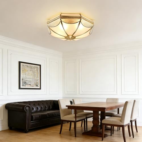 18 Inch Vintage Brass Flush Mount Ceiling Light