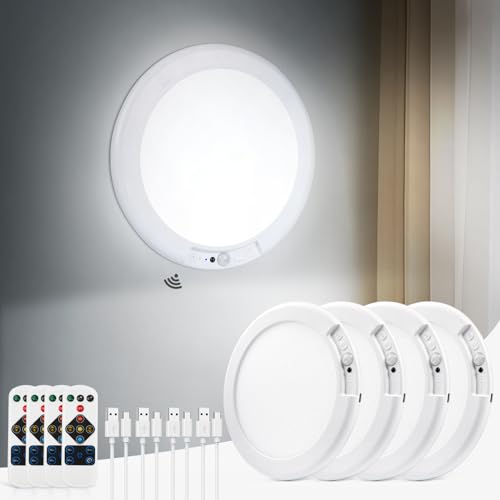 LED Shower Light Battery Operated Ceiling Light with Remote 4 Pack (4 Count)
