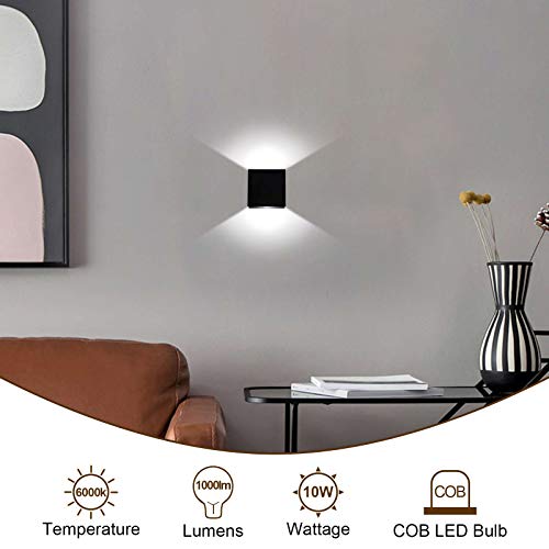 Small Black Up Down Hallway Wall Sconce Light Fixture Cool White