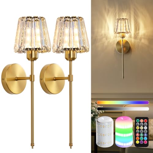 Battery Operated Crystal Wall Sconce Set of 2 (2 Count)