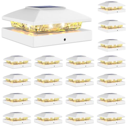 24 Pack White Solar Post Cap Lights Fit 4x4 Fence Deck Post (24 Count)