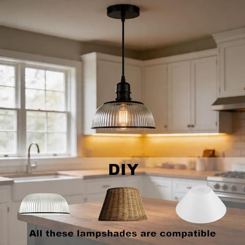 UL Listed] Black Pendant Light Kit Industrial