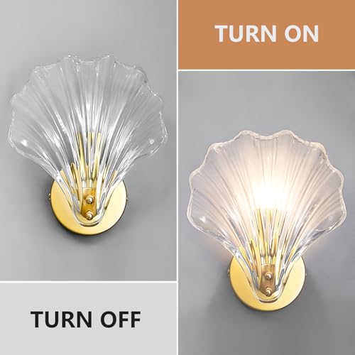 Vintage Crystal Wall Lamp Mid Century Gold Shell Wall Light Hallway Wall Lamp Fixtures for Bedroom