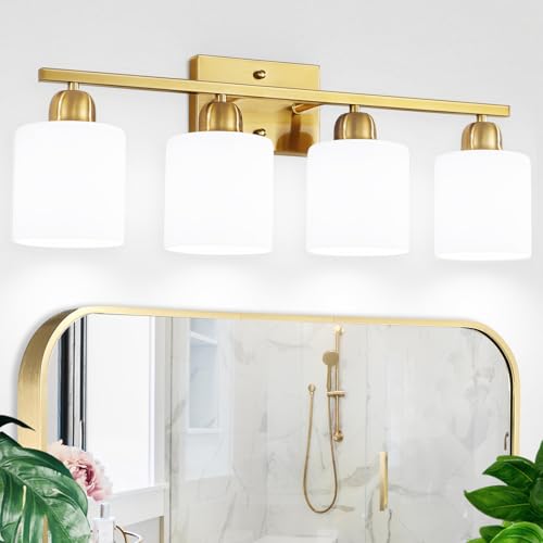4 Light Gold Light Fixture Bathroom