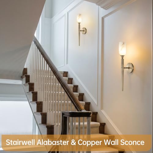 Aged Brass Alabaster Wall Sconce 1 Pack