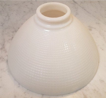 8 Inch Diameter I.E.S Style White Opal Glass Reflector Shade with Waffle Style Pattern