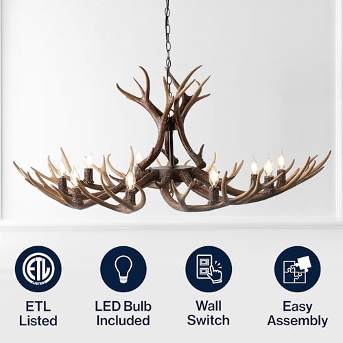 Eldora 10 Light Resin Antler Chandelier 49"