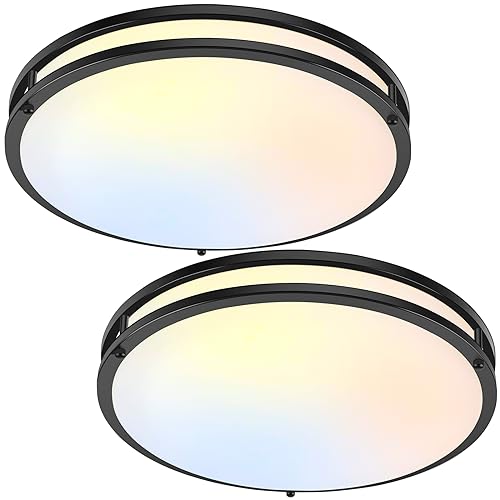 50W 5600lm Bright LED Ceiling Lights Matte Black (2 Count)