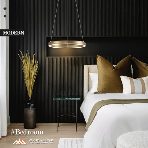 12in LED Ring Chandelier Brass Gold Modern Dimmable Pendant Light