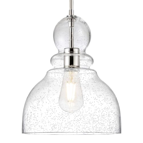 Brushed Nickel Seeded Glass Pendant Light Modern Kitchen light fixture