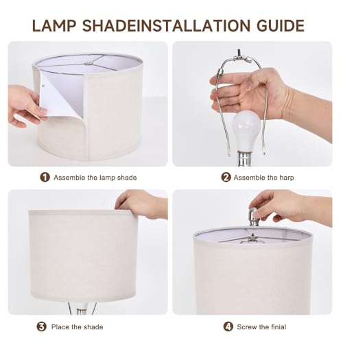Nightstand Lamp Bedside Lamps Set of 2 Vintage Rustic Farmhouse Table Lamp 3 Way Dimmable Horizontal Stripe Light