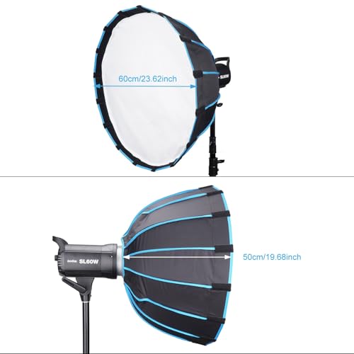 SL 60W Kit with Softbox and 2.8M Stainless Steel Light Stand LED Video Light 5600K Studio Continuous Lamp Bowens Mount Wirelessly Adjust Photo Lights for YouTube