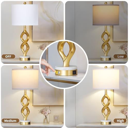 30" White and Gold Table Lamp for Living Room