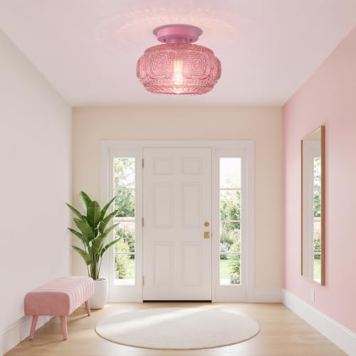 Large Globe Glass Semi Flush Mount Ceiling Light Fixture