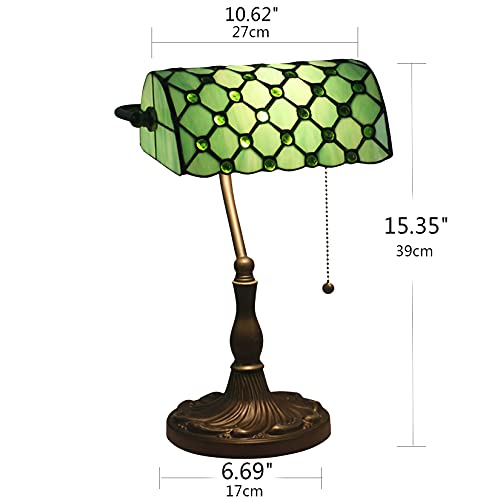 Tiffany Style Bankers Table Lamp Stained Glass Piano Desk Lamp Vintage Bedroom Bedside Lamp for Study