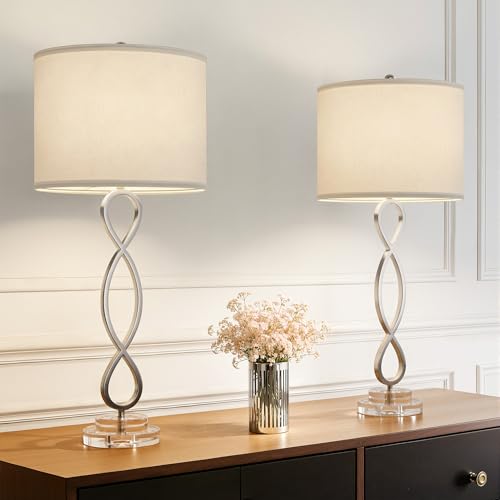 30" Brushed Nickel Buffet Table Lamps for Bedroom Set of 2
