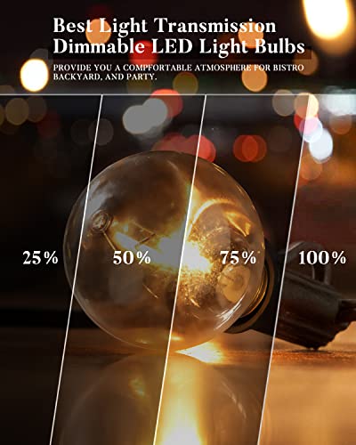 LED Outdoor String Lights 50FT Patio Lights with 16 Shatterproof G40 Vintage Edison Bulbs (50 Count)