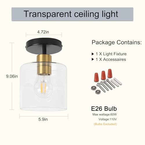 Black Brass Semi Flush Mount Ceiling Light