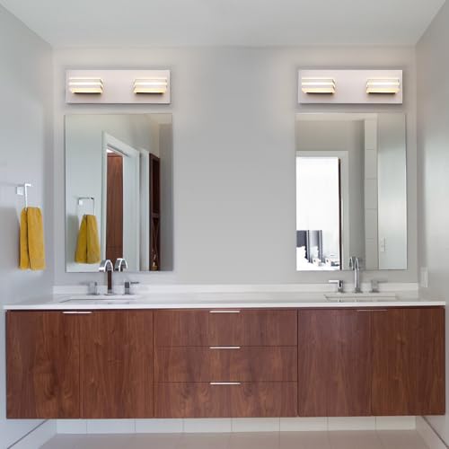 2-Light, 12.6-Inch Wall Lights Brushed Nickel Vanity Lights for Bathroom Light Fixtures Adjust 3 Colors Modern Bath Lighing Fixture Over Mirror