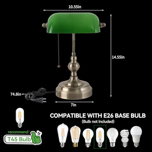 Green Glass Banker's Desk Lamp