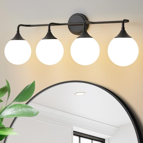 Black Bathroom Light Fixtures Over Mirror Vanity 4