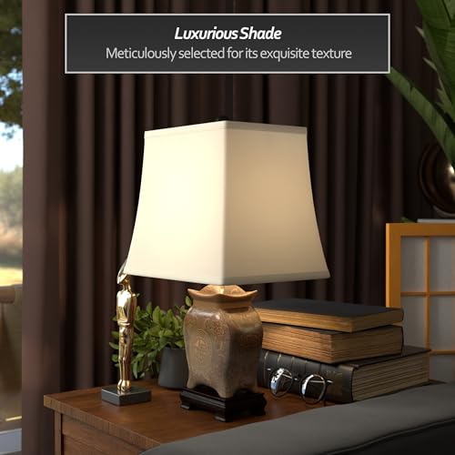 19" Black & Brown Medallions Porcelain Lamp