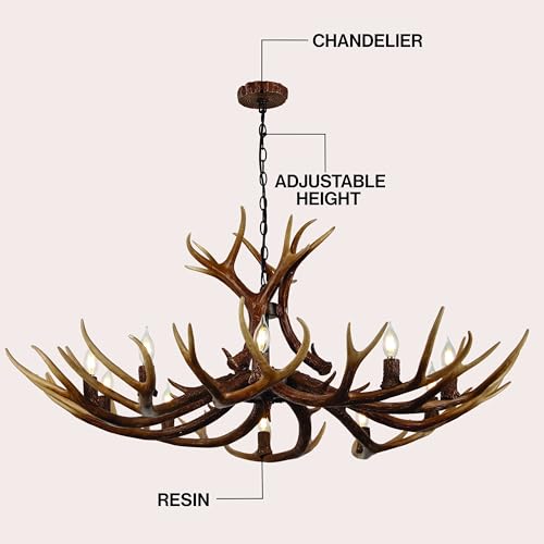 Eldora 10 Light Resin Antler Chandelier 49"