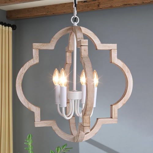 White Wood Chandelier 4 (4 Count)