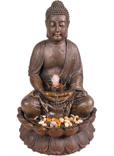 GEM122 Outdoor Floor Meditating Soothing Buddha Statue Waterfall Fountain for Garden