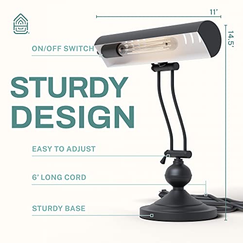 Classic Antique Retro Adjustable Leaning Piano Lamp Banker Desk Light with LED Bulb Included