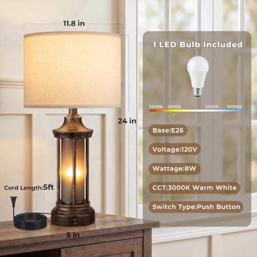 24" Farmhouse Table Lamps for Living Room