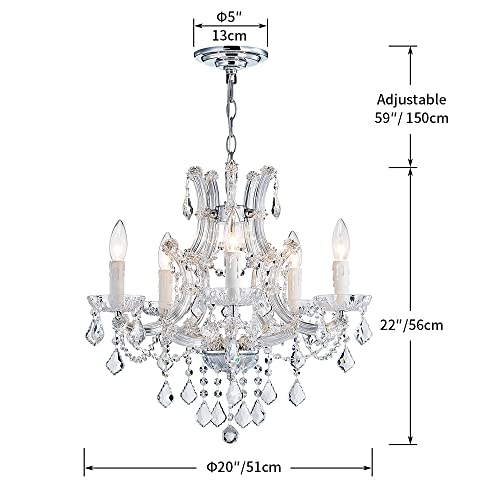 Saint Mossi 5 Light Crystal Maria Theresa Chandelier for Dining Room